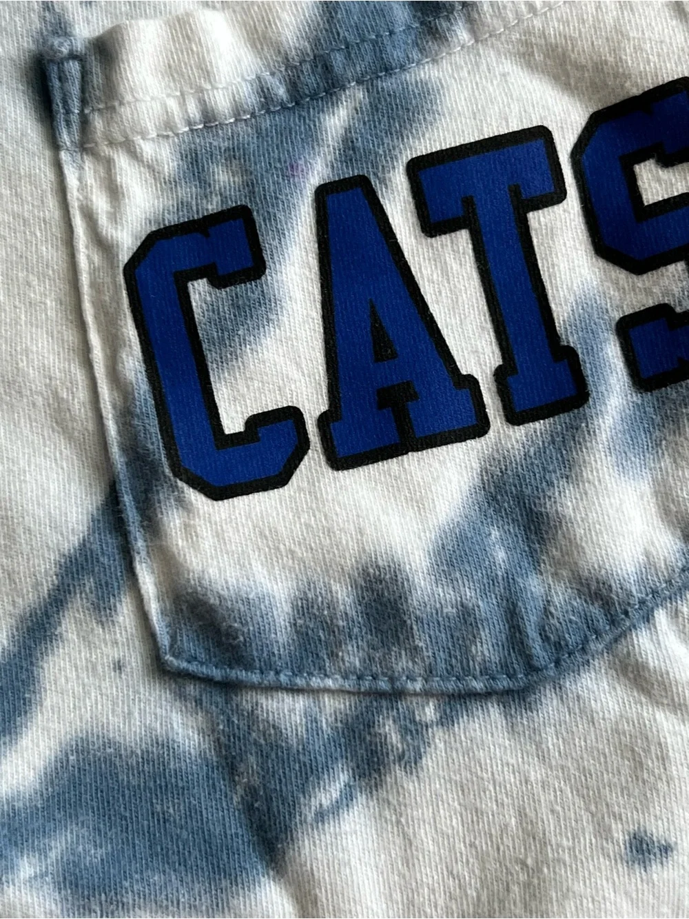 Comfort Colors CATS Tie-Dye Pocket Tee — White & Blue